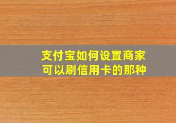 支付宝如何设置商家 可以刷信用卡的那种